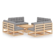 vidaXL 9 Piece Wood Garden Lounge Set in Gray