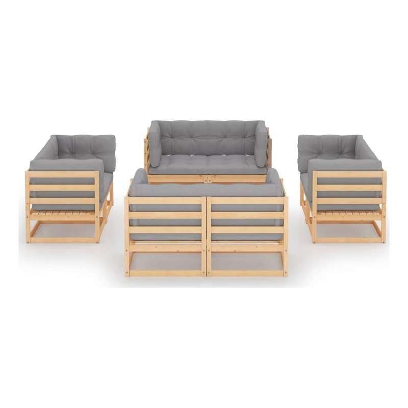 vidaXL 8 Piece Wood Large Garden Lounge Set