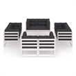 vidaXL 8 Piece Wood Large Garden Lounge Set in White