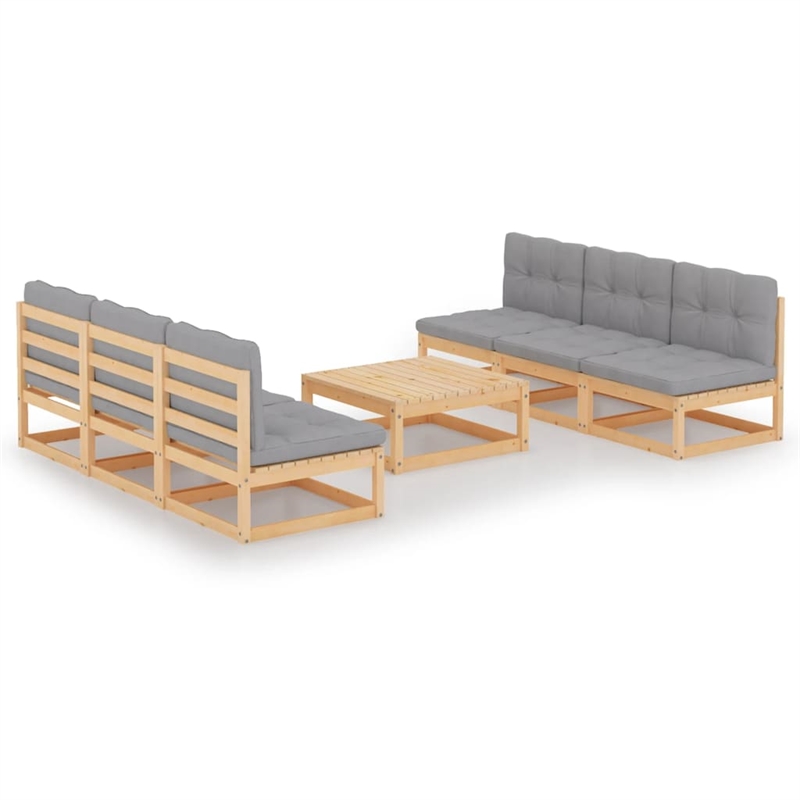 vidaXL 7 Piece Wood Garden Lounge Set in Gray