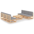 vidaXL 7 Piece Wood Garden Lounge Set in Gray