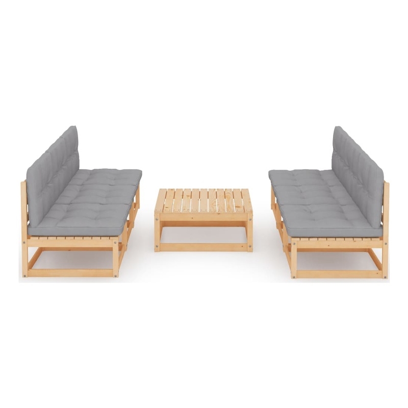 vidaXL 7 Piece Wood Garden Lounge Set in Gray