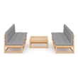 vidaXL 7 Piece Wood Garden Lounge Set in Gray