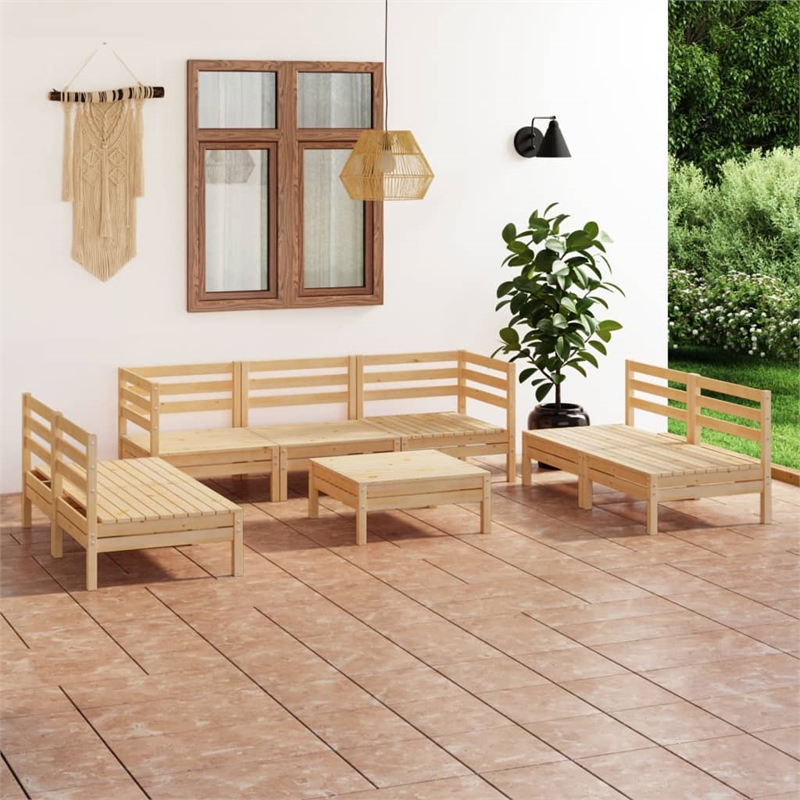 vidaXL 8 Piece Wood Garden Lounge Set in Natural