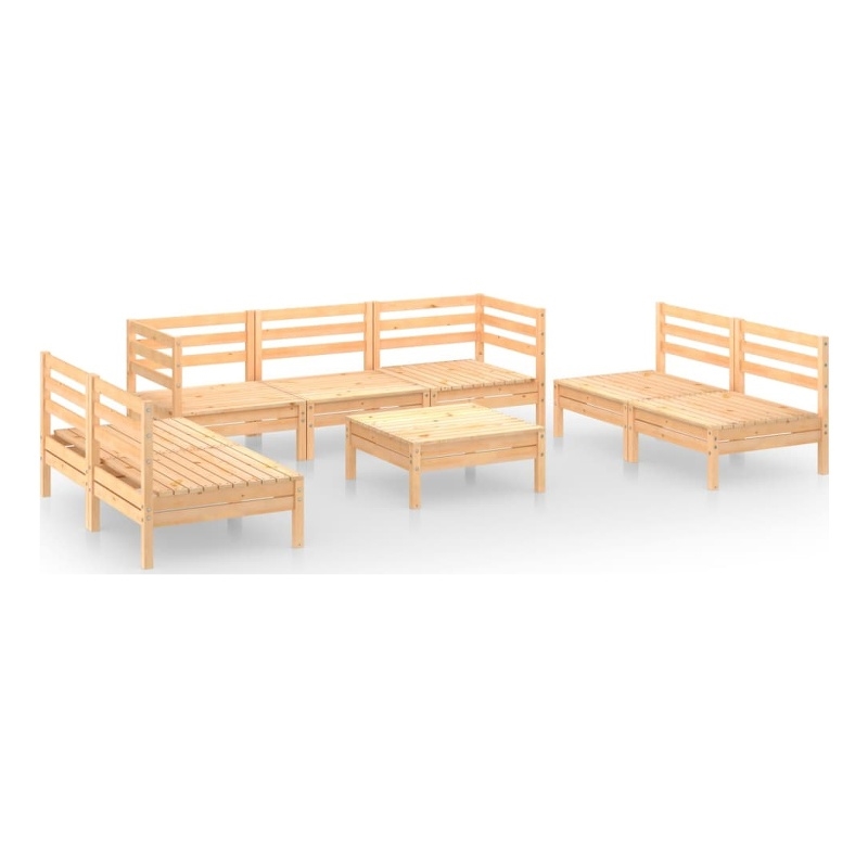 vidaXL 8 Piece Wood Garden Lounge Set in Natural