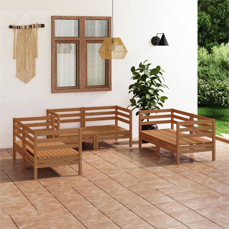 vidaXL Wood Standard Garden Lounge Set in Brown