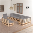 vidaXL 9 Piece Wood Garden Lounge Set in Natural