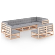 vidaXL 9 Piece Wood Garden Lounge Set in Natural