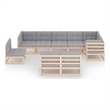 vidaXL 9 Piece Wood Garden Lounge Set in Natural