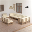 vidaXL 9 Piece Wood Large Garden Lounge Set in Brown