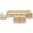 vidaXL 9 Piece Wood Large Garden Lounge Set in Brown