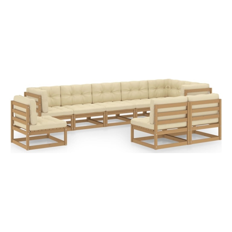 vidaXL 9 Piece Wood Large Garden Lounge Set in Brown