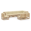 vidaXL 9 Piece Wood Large Garden Lounge Set in Brown