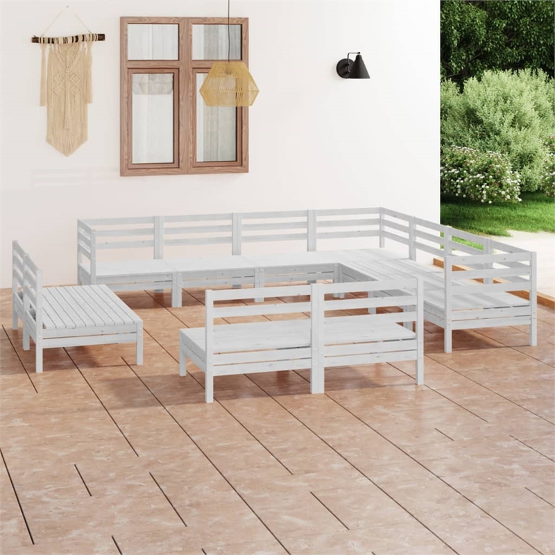 vidaXL Wood Medium Garden Lounge Set in White