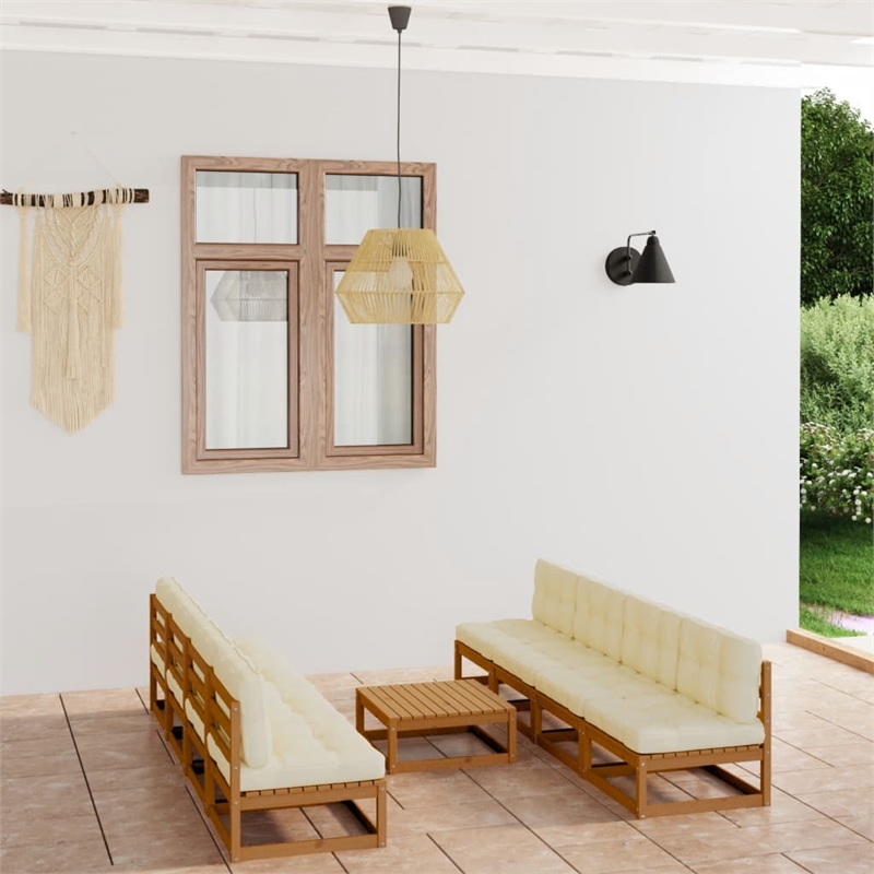 vidaXL Wood Garden Lounge Set in Brown/Cream
