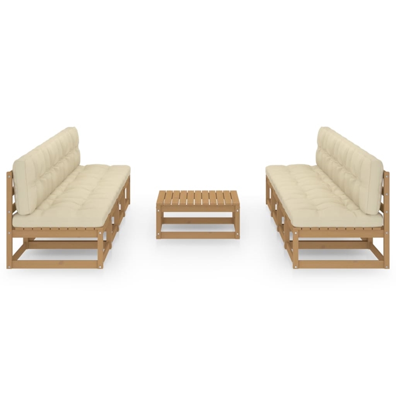 vidaXL Wood Garden Lounge Set in Brown/Cream