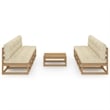 vidaXL Wood Garden Lounge Set in Brown/Cream