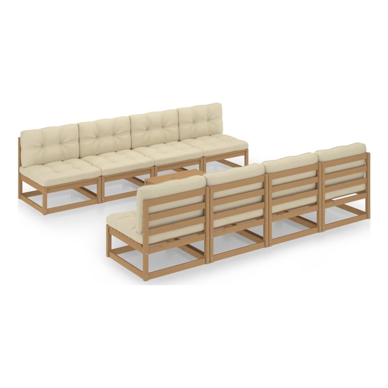 vidaXL Wood Garden Lounge Set in Brown/Cream