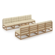 vidaXL Wood Garden Lounge Set in Brown/Cream