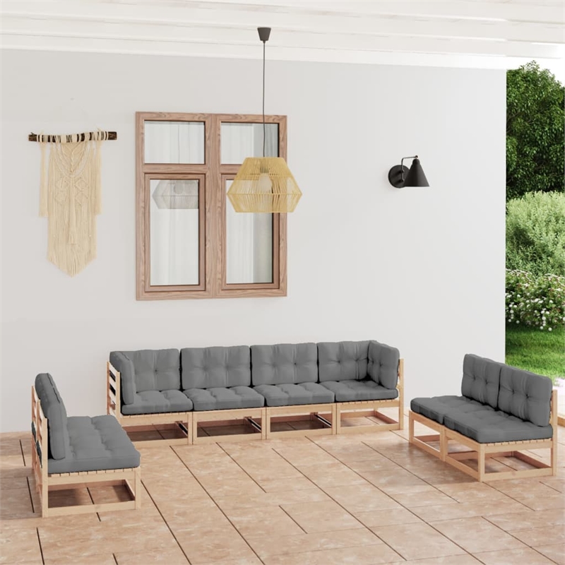 vidaXL 8 Piece Wood Garden Lounge Set in Natural