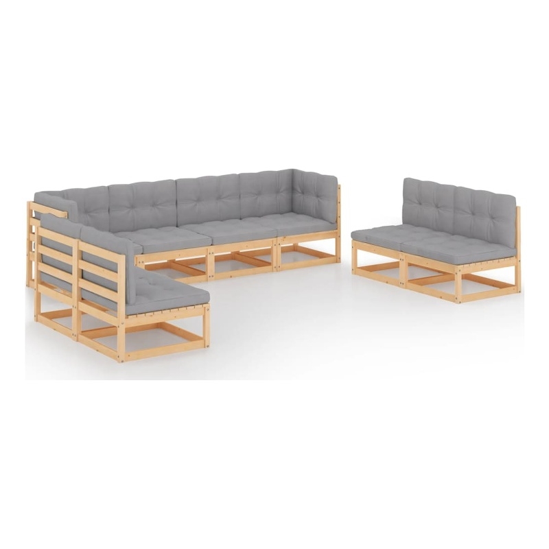 vidaXL 8 Piece Wood Garden Lounge Set in Natural