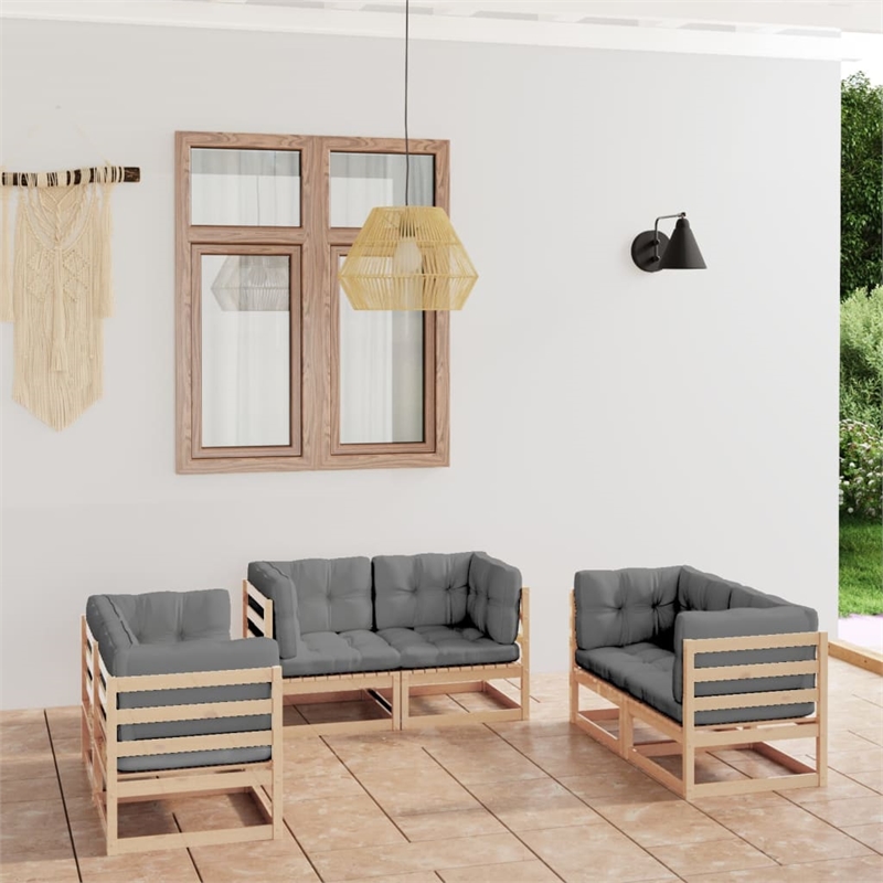 vidaXL 6 Piece Wood Medium Garden Lounge Set