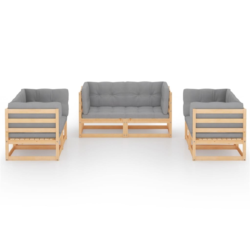 vidaXL 6 Piece Wood Medium Garden Lounge Set