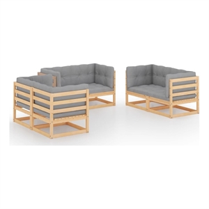 vidaXL 6 Piece Wood Medium Garden Lounge Set