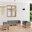 vidaXL 7 Piece Wood Small Garden Lounge Set in Gray