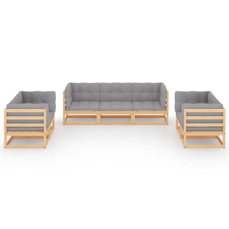 vidaXL 7 Piece Wood Small Garden Lounge Set in Gray