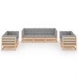 vidaXL 7 Piece Wood Small Garden Lounge Set in Gray