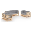vidaXL 7 Piece Wood Small Garden Lounge Set in Gray