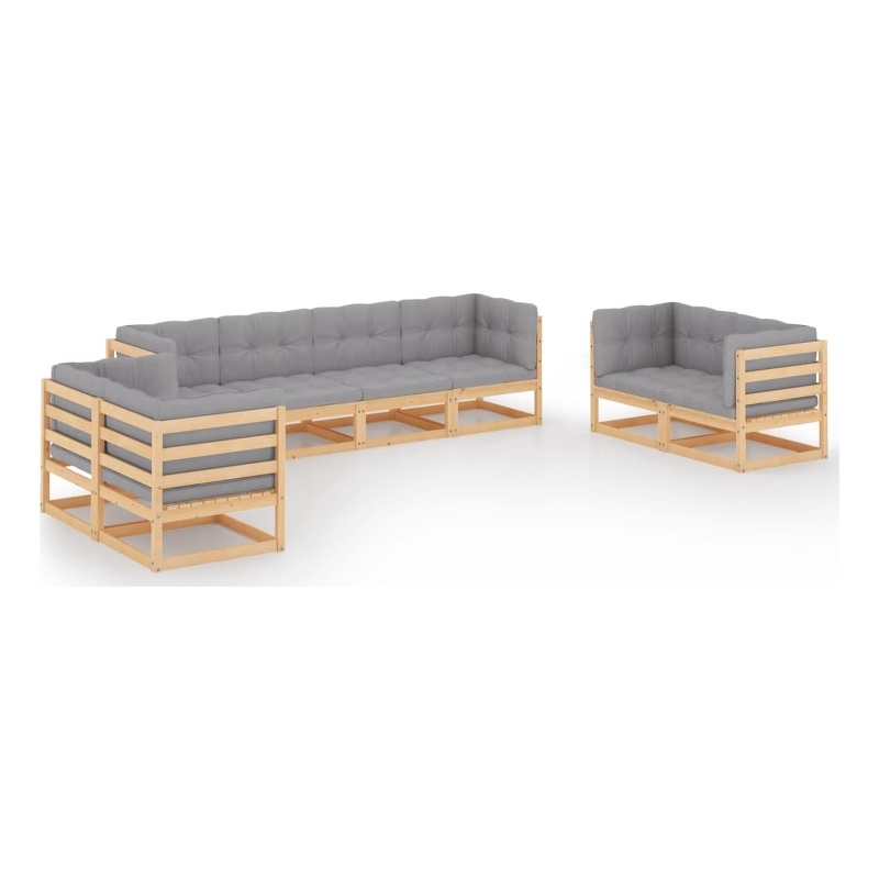 vidaXL 8 Piece Wood Garden Lounge Set in Natural