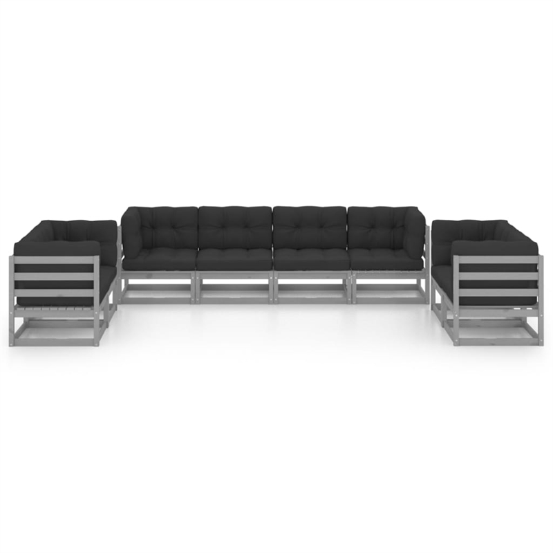 vidaXL 8 Piece Wood Garden Lounge Set in Gray