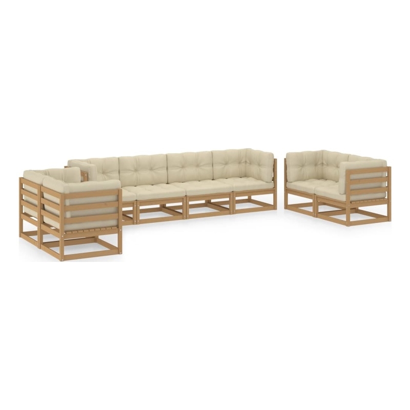 vidaXL 8 Piece Wood Garden Lounge Set in Brown