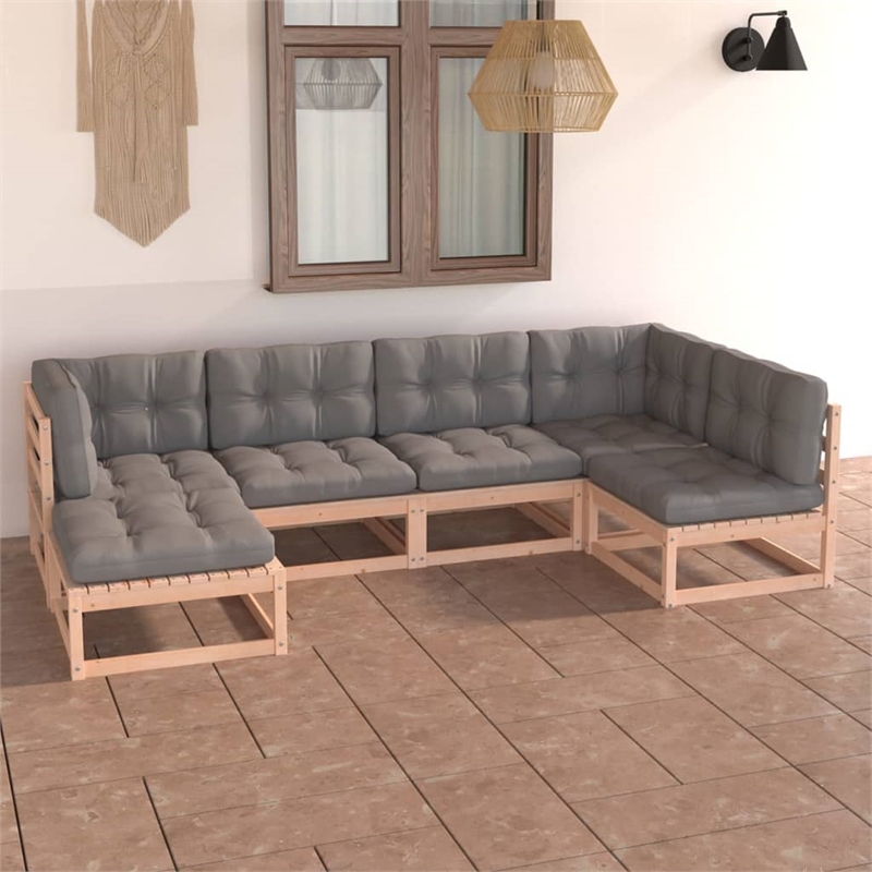 vidaXL 6 Piece Wood Medium Garden Lounge Set