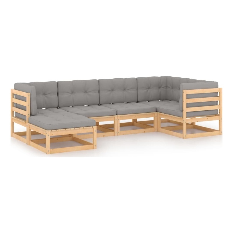 vidaXL 6 Piece Wood Medium Garden Lounge Set