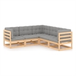 vidaXL 5 Piece Wood Garden Lounge Set in Gray