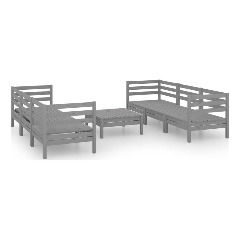 vidaXL 7 Piece Wood Garden Lounge Set in Gray