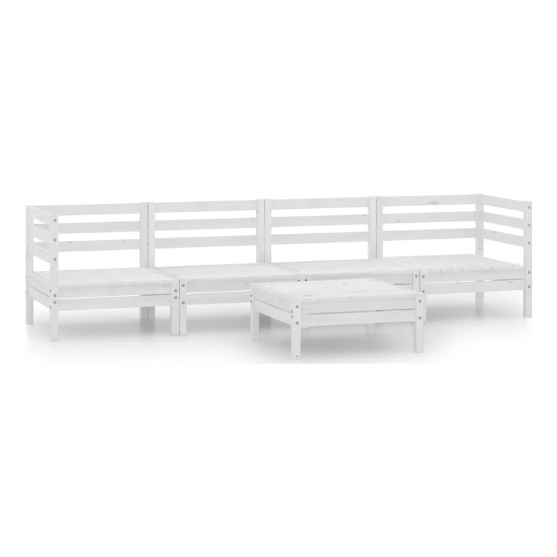 vidaXL 5 Piece Wood Small Garden Lounge Set in White