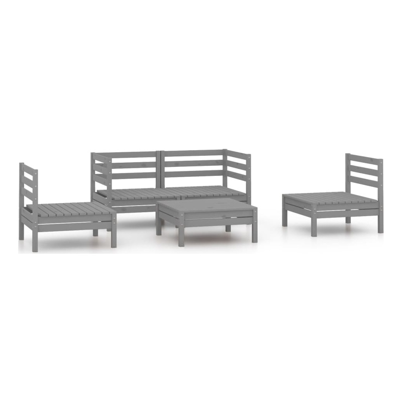vidaXL 5 Piece Wood Garden Lounge Set in Gray