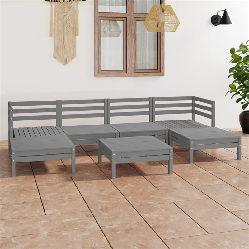 vidaXL Wood Large Garden Lounge Set in Gray