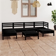 vidaXL 7 Piece Wood Standard Garden Lounge Set in Black