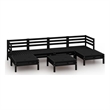 vidaXL 7 Piece Wood Standard Garden Lounge Set in Black