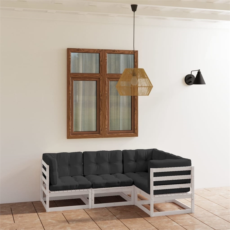 vidaXL Wood Small Garden Lounge Set in White