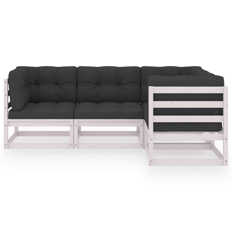vidaXL Wood Small Garden Lounge Set in White