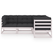 vidaXL Wood Small Garden Lounge Set in White