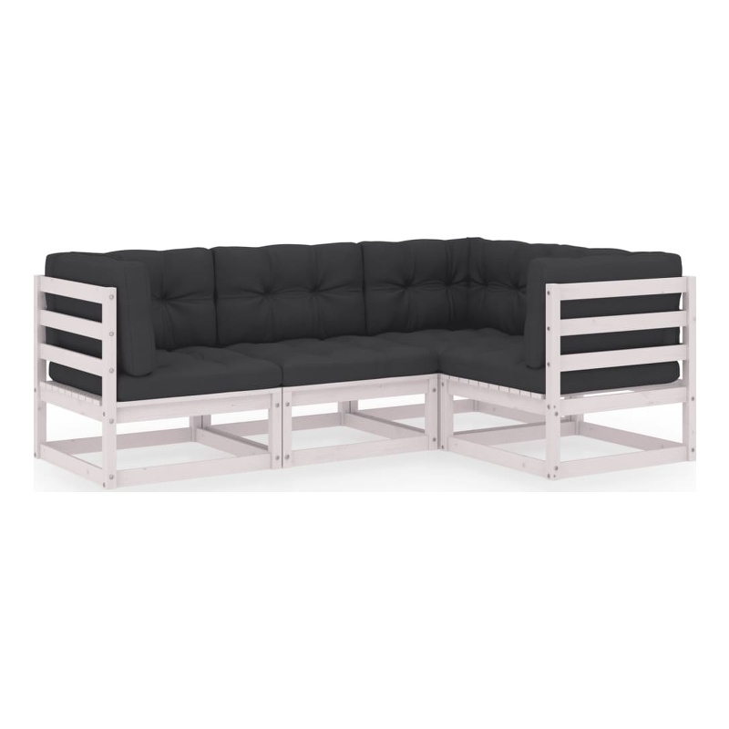vidaXL Wood Small Garden Lounge Set in White