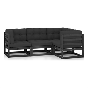 vidaXL Wood Medium Garden Lounge Set in Black