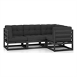 vidaXL Wood Medium Garden Lounge Set in Black